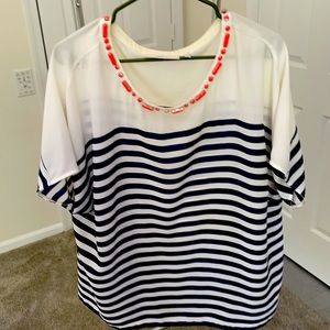 Stripe and jewel neckline sejour top size 16w